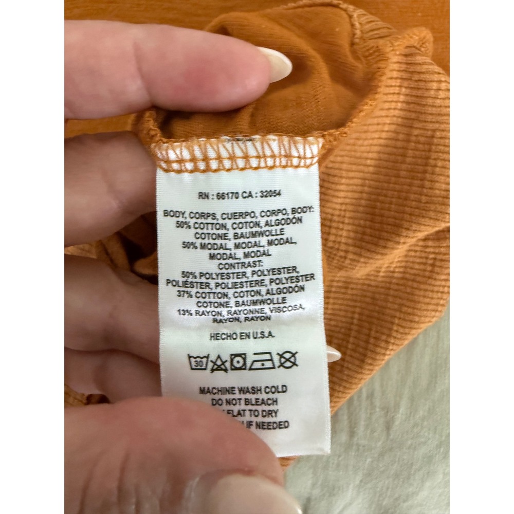 Anthropologie t.la Peplum V Neck Long Sleeve Top Rust Caramel NWT Medium - Picture 5 of 8